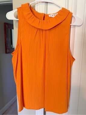 THML Orange Ruffled Neck Sleeveless Women's Top-NEVER WORN